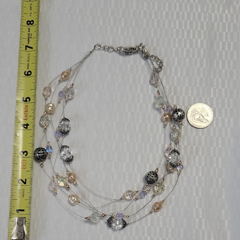Chico's Silver and Cream Multi-Strand Necklace